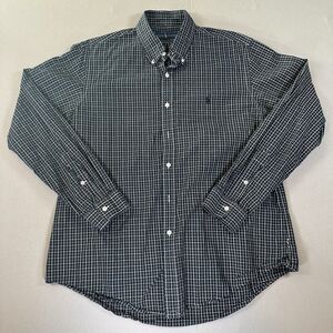 Ralph Lauren Black White Plaid Soft Cotton Button-Down Dress Shirt - Men's L